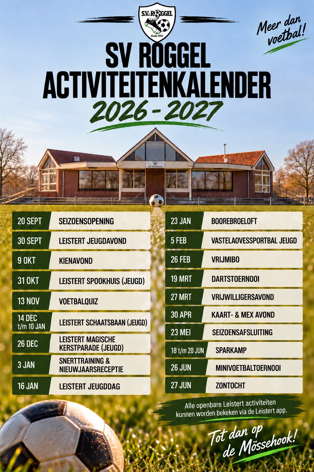 Activiteiten agenda 2026 - 2027